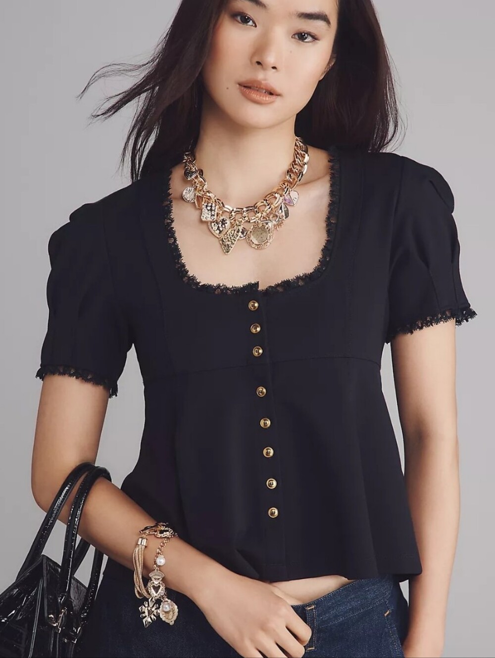 NWT Maeve Puff-Sleeve Babydoll Top